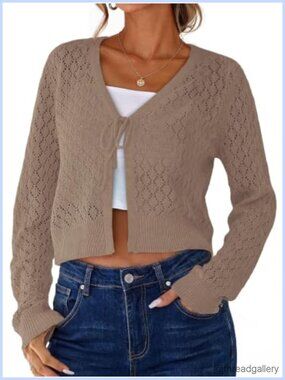 Crochet Shrug Cardigan V Neck Lightweight Beach Summer Sweater